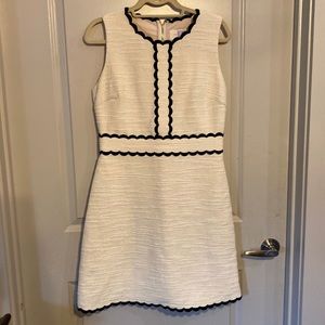 KATE SPADE New York Scallop Trim Tweed Fit Flare Dress